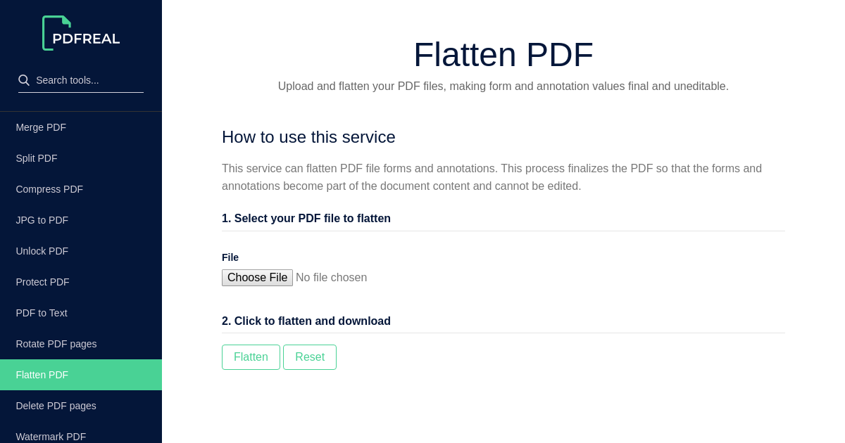 PDF Real  Online Editor Tool to Flatten Your PDF File Online