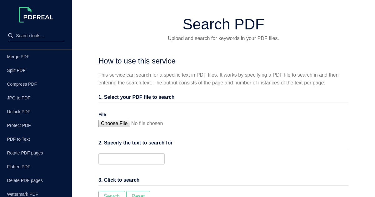Pdf real online pdf editor tool to search pdf document files for text